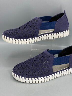 Ilse Jacobsen Tulip Flats Womens 8 Blue Modern Laser Cut Slip On Casual Sneakers